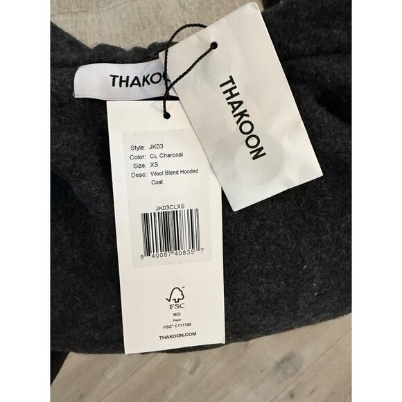 NWT Thakoon Womens‎ Coat Hooded Wool Blend Charcoal Size XS - Picture 10 of 11